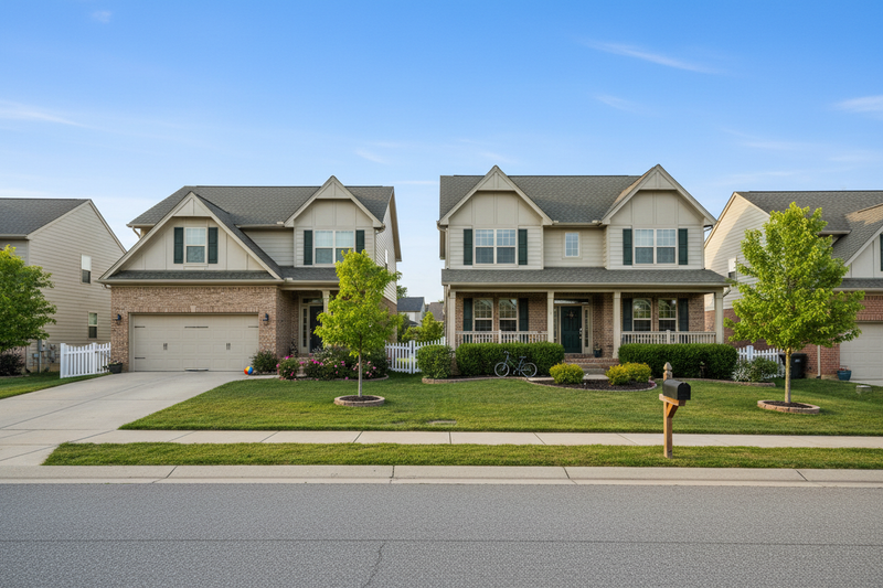 outside of two houses neighbors front street view